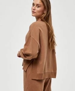 Desires Biano O-neck Sweatshirt - TOBACCO BROWN