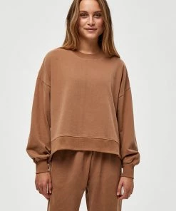 Desires Biano O-neck Sweatshirt - TOBACCO BROWN