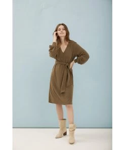 Desires Bini V-neck Dress - TARMAC