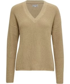 Desires Chanet V-neck Pullover - PALE KAHKI Knits & Cardigans