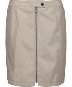 Desires Skirts Colette PU Skirt - PALE KAHKI