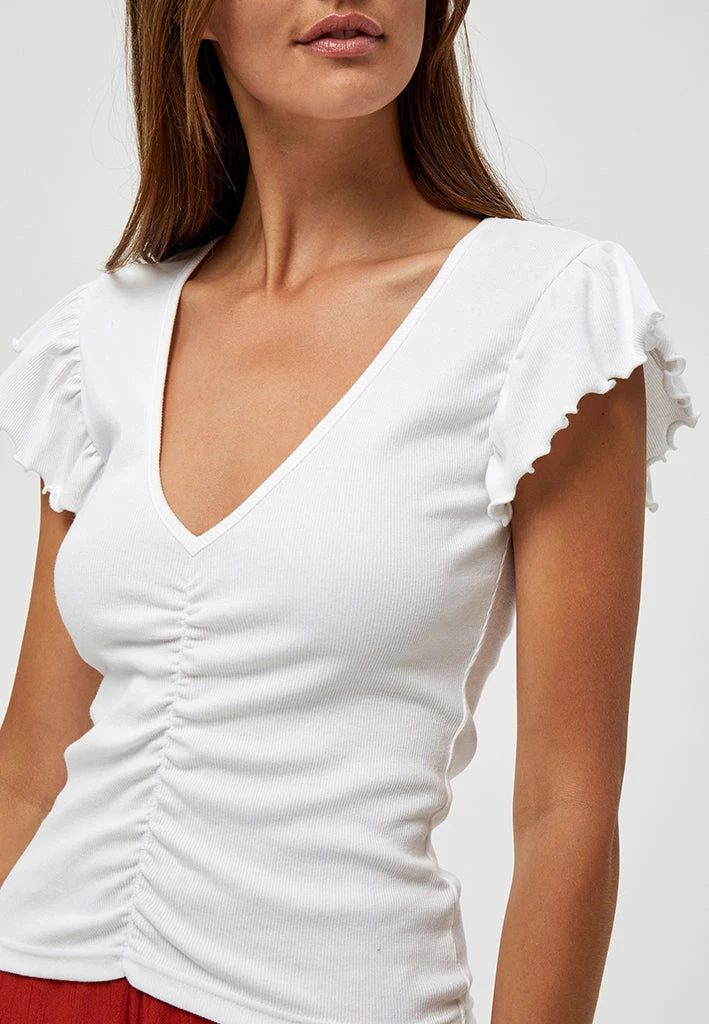 Desires Dareen GOTS Ruche Tee - WHITE New In 3 Desires Dareen GOTS Ruche Tee - WHITE New In