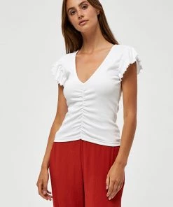 Desires Dareen GOTS Ruche Tee - WHITE New In