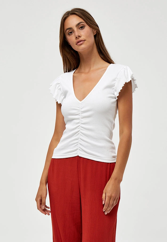 Desires Dareen GOTS Ruche Tee - WHITE New In 1 Desires Dareen GOTS Ruche Tee - WHITE New In