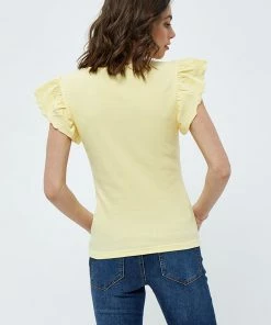 Desires New In Dareen GOTS Ruche Tee - PALE YELLOW