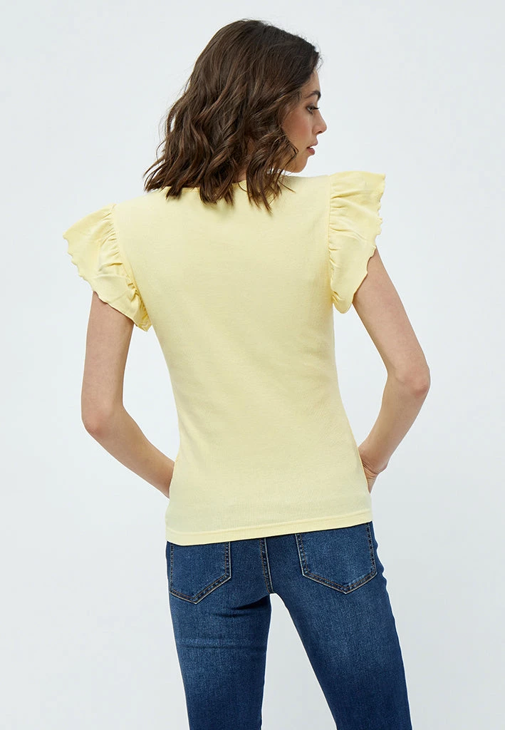 Desires New In Dareen GOTS Ruche Tee - PALE YELLOW 2 Desires New In Dareen GOTS Ruche Tee - PALE YELLOW