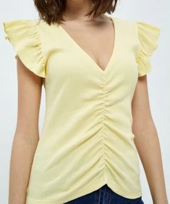 Desires New In Dareen GOTS Ruche Tee - PALE YELLOW 6 Desires New In Dareen GOTS Ruche Tee - PALE YELLOW