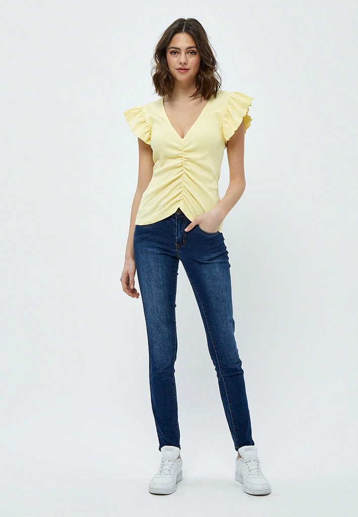 Desires New In Dareen GOTS Ruche Tee - PALE YELLOW 4 Desires New In Dareen GOTS Ruche Tee - PALE YELLOW