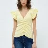 Desires New In Dareen GOTS Ruche Tee - PALE YELLOW