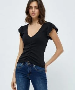 Desires Dareen GOTS Ruche Tee - BLACK