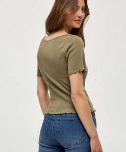 Desires Dareen Organic Button Tee - MERMAID GREEN Tops & T-shirts