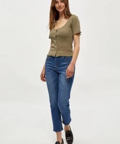Desires Dareen Organic Button Tee - MERMAID GREEN Tops & T-shirts