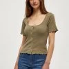 Desires Dareen Organic Button Tee - MERMAID GREEN Tops & T-shirts