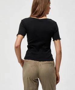 Desires Tops & T-shirts Dareen Organic Button Tee - BLACK