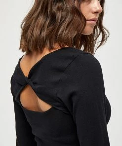 Desires Dareen Organic Open Back Blouse - BLACK