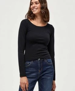 Desires Dareen Organic Open Back Blouse - BLACK