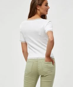 Desires Daren GOTS Lace Trim Top - WHITE