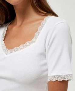 Desires Daren GOTS Lace Trim Top - WHITE