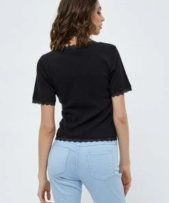 Desires New In Daren GOTS Lace Trim Top - BLACK