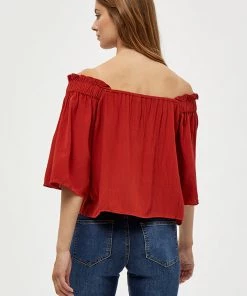 Desires Debbi Off Shoulder Blouse - Burnt Red