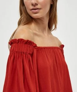 Desires Debbi Off Shoulder Blouse - Burnt Red