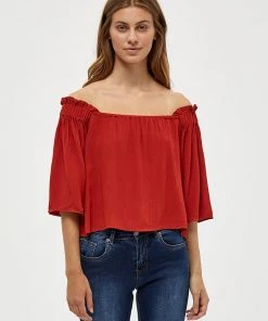 Desires Debbi Off Shoulder Blouse - Burnt Red