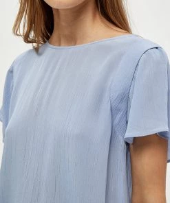 Desires Debbi Short Sleeve Blouse - Serenity Blue New In