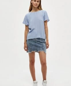 Desires Debbi Short Sleeve Blouse - Serenity Blue New In