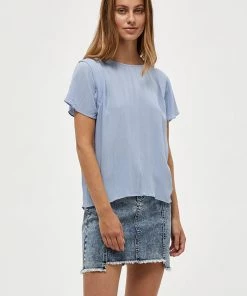Desires Debbi Short Sleeve Blouse - Serenity Blue New In