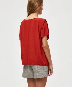 Desires New In Debbi Short Sleeve Blouse - Burnt Red