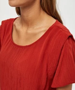Desires New In Debbi Short Sleeve Blouse - Burnt Red