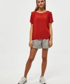 Desires New In Debbi Short Sleeve Blouse - Burnt Red