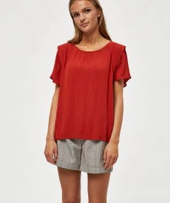 Desires New In Debbi Short Sleeve Blouse - Burnt Red