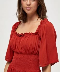 Desires New In Debbi Smock Dress - Burnt Red