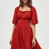 Desires New In Debbi Smock Dress - Burnt Red