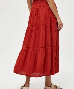 Desires Debbi Smock Skirt - Burnt Red