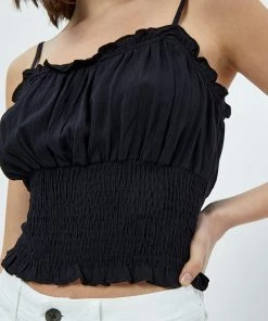 Desires Debbi Smock Top - BLACK