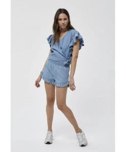Desires Deeda Blouse - MID BLUE DENIM