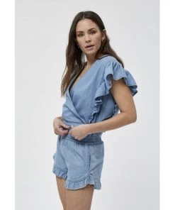 Desires Deeda Blouse - MID BLUE DENIM