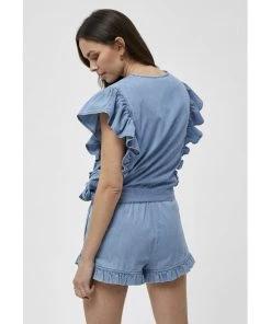 Desires Deeda Blouse - MID BLUE DENIM
