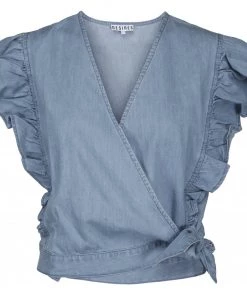 Desires Deeda Blouse - MID BLUE DENIM