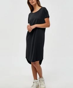 Desires Delara Curved Hem Dress - BLACK