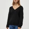 Desires Dita Double V-Neck Pullover - BLACK