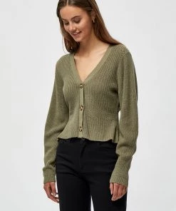 Desires Knits & Cardigans Dita Peplum Cardigan - MERMAID GREEN