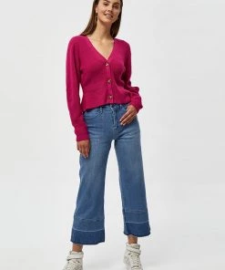 Desires Knits & Cardigans Dita Peplum Cardigan - BERRY PINK