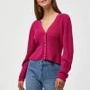 Desires Knits & Cardigans Dita Peplum Cardigan - BERRY PINK