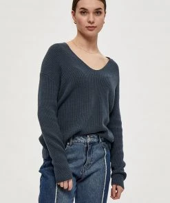 Desires Dita V-Neck - DARK SLATE Knits & Cardigans