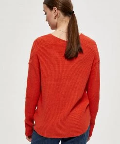 Desires Dita V-Neck - RED CLAY Knits & Cardigans
