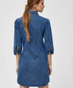 Desires Ebba Denim Dress - MID BLUE DENIM