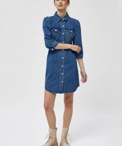 Desires Ebba Denim Dress - MID BLUE DENIM